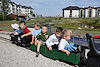 A Carload of Kids having fun in a train just about the right size for them.